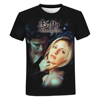 Тениски с 3D-принтом Buffy The Vampire Slayer, Мъжки и дамски Модни ежедневни стръмни върхове с къс ръкав, градинска облекло Harajuku, тениска Оверсайз