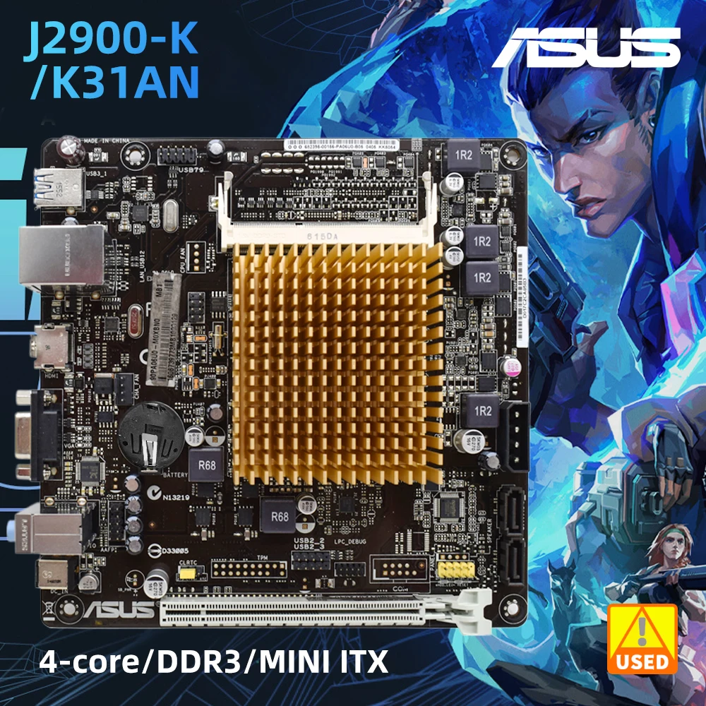 ASUS J2900-K/K31AN/DP_MB 4-ядрен процесор DDR3 USB2.0 PCI-E2.0 SATA3 MINI ITX