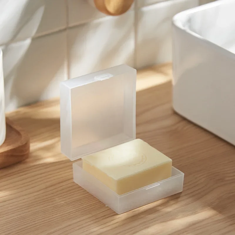 Водоустойчив с печата на капака Преносима баня пътник с гъба Креативната кутия от прозрачна пластмаса за сапун 0
