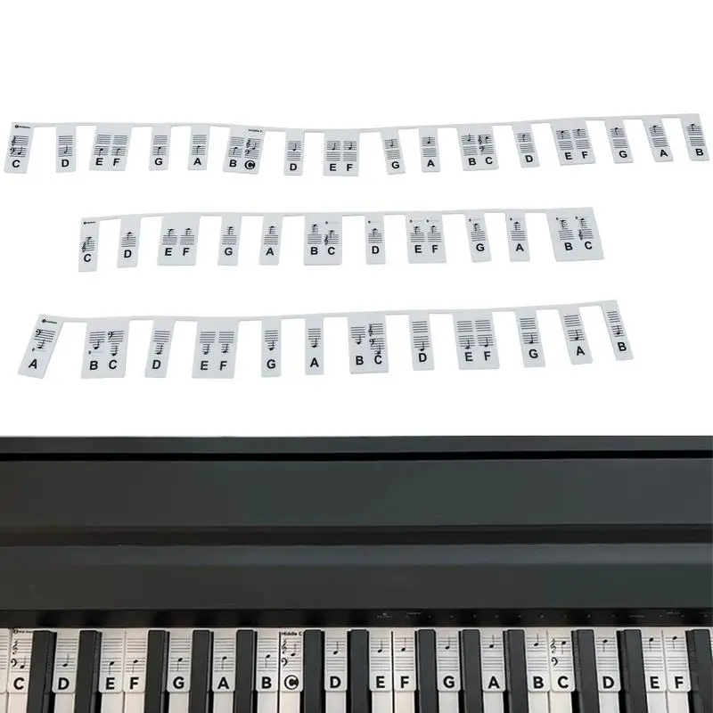 Етикети на клавиатурата на пиано, Подвижни силиконови стикери за бележки на клавиатурата на пиано, клавишите, без етикети, за налагане на маркери за бележки на клавиатурата на пиано 0