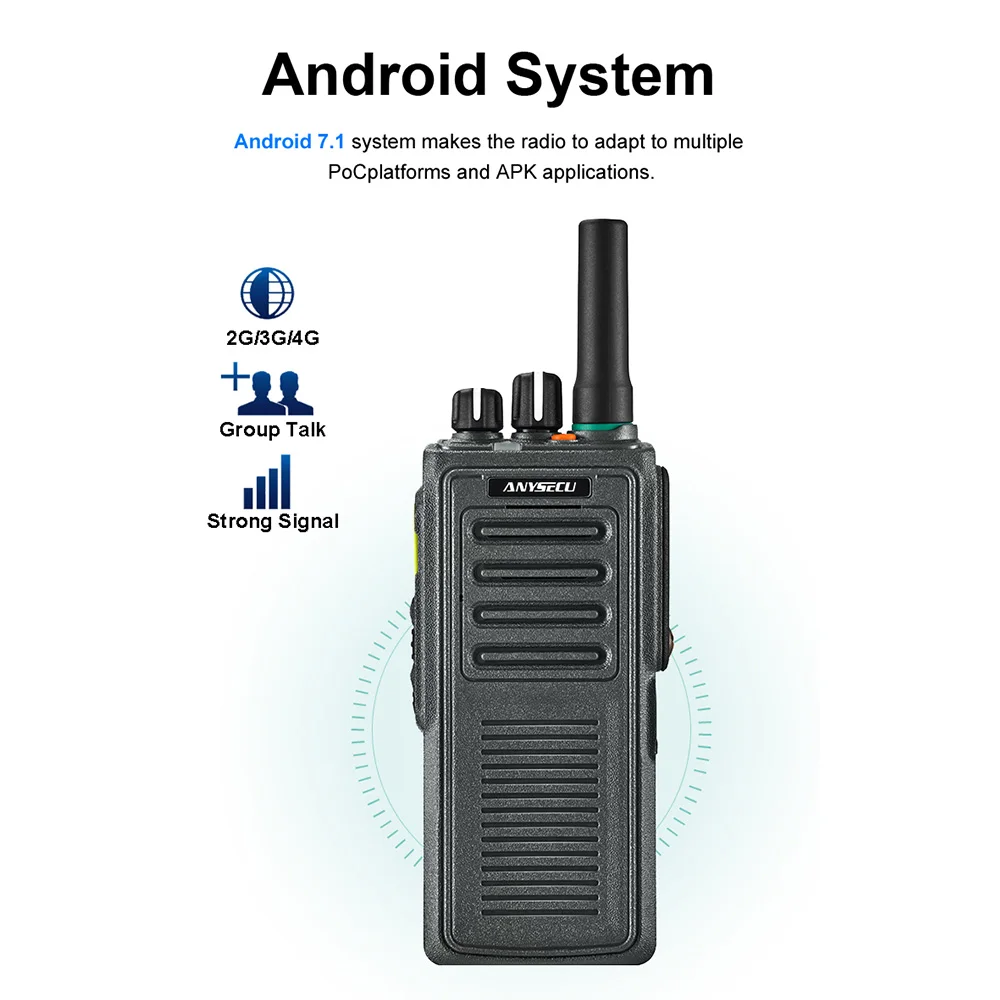 Anysecu HD765 4G LTE POC Радио Водоустойчива IP67 Преносима радиостанция Android 7,1 GPS Type-C и M6 Интерфейси 4000 ма с две SIM карти 0