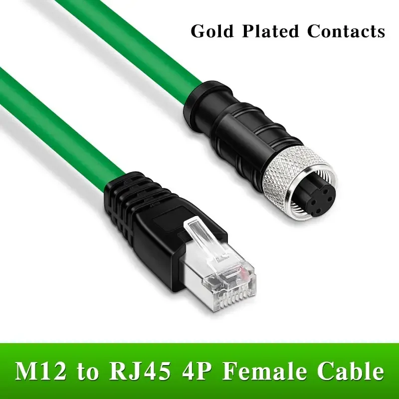 Кодиране IP67 от M12 до rj-45 Кабел Cognex Industrial Ethernet от rj-45 до M12, 4-пинов сензор с D-кодиране на женската главичката, екранирани кабели с датчик с D-кодиране 0