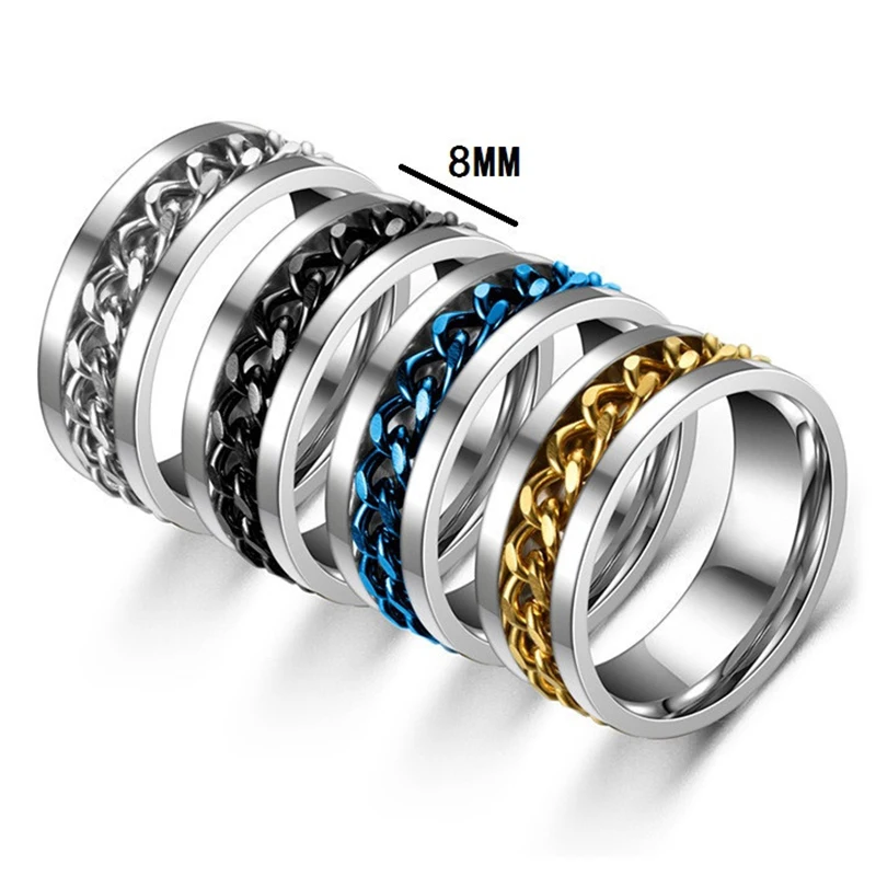 Стръмни Въртящи се пръстени за безпокойство, верига от титанов стомана, Въртящ Фабрика, пръстен за пръстите за мъже и жени, пънк-бижута Bague Homme 2023