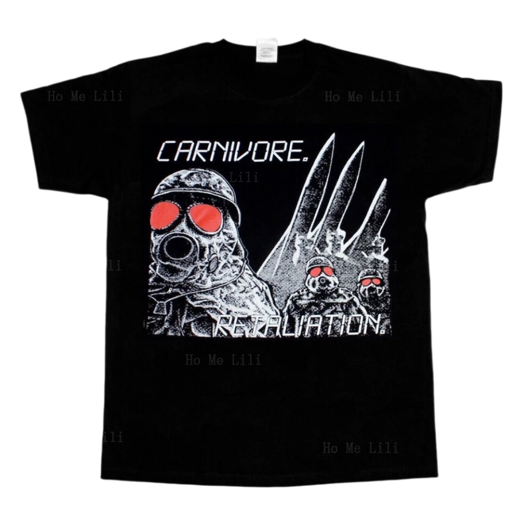 Кросоувър Carnivore Retaliation 1987 Нови черни тениски с графичен дизайн 2023 0