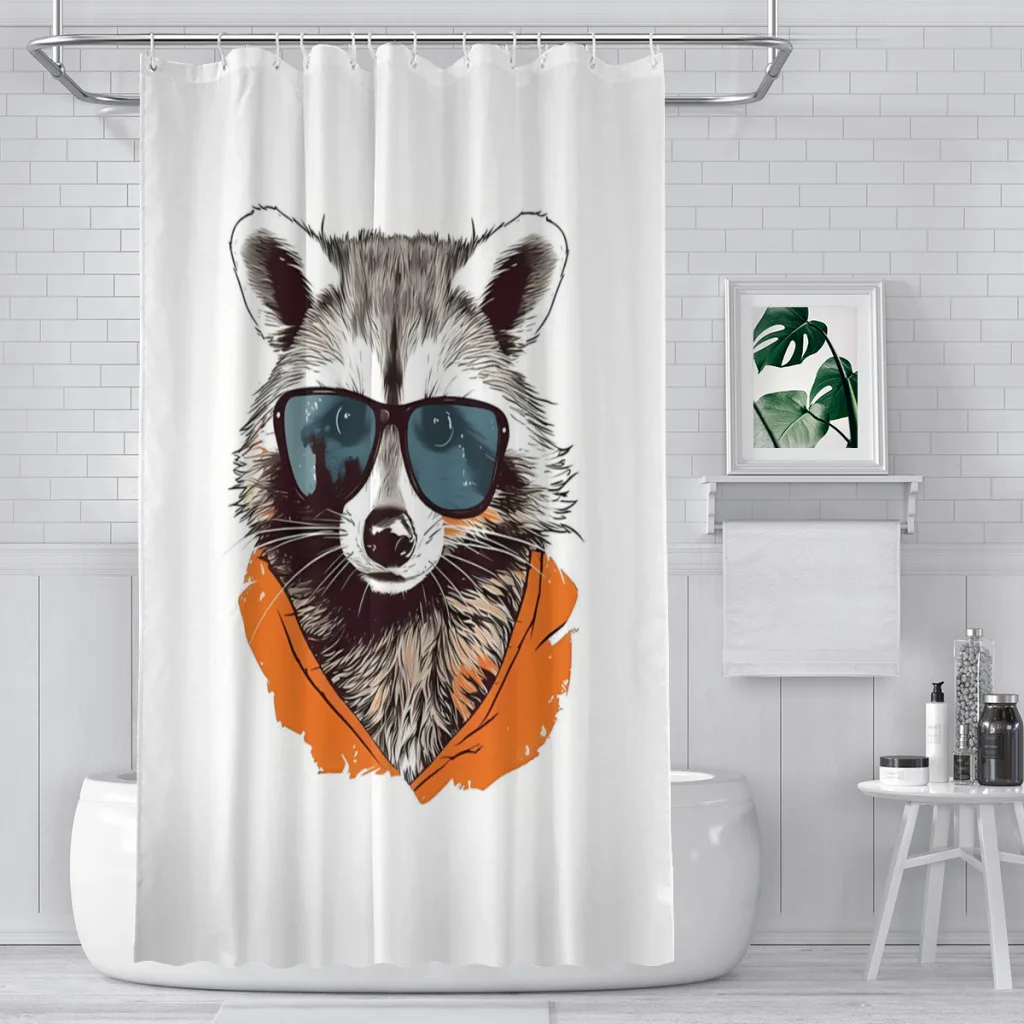 Готини слънчеви очила, Завеси за душ в банята, Водоустойчив преграда от миеща мечка, Уникален начало Декор, Аксесоари за баня