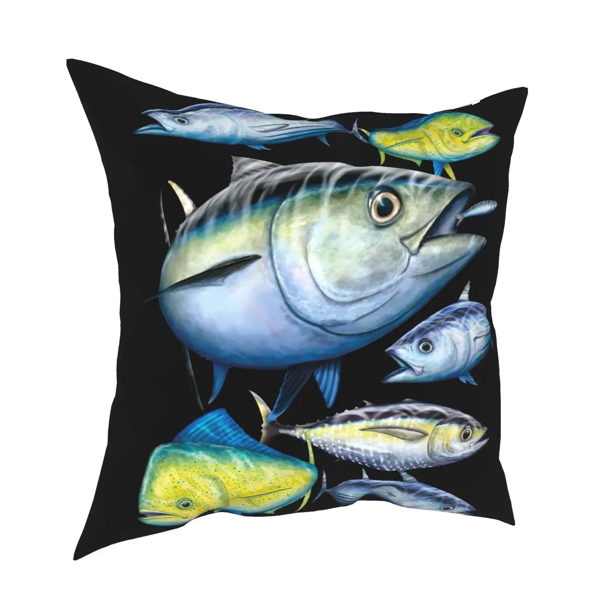 Калъфка за възглавница от риба тон и Махи Махи, декорация за дома, кораби изкуство, възглавници за улов на риба, възглавници за дивана с двустранен печат 0