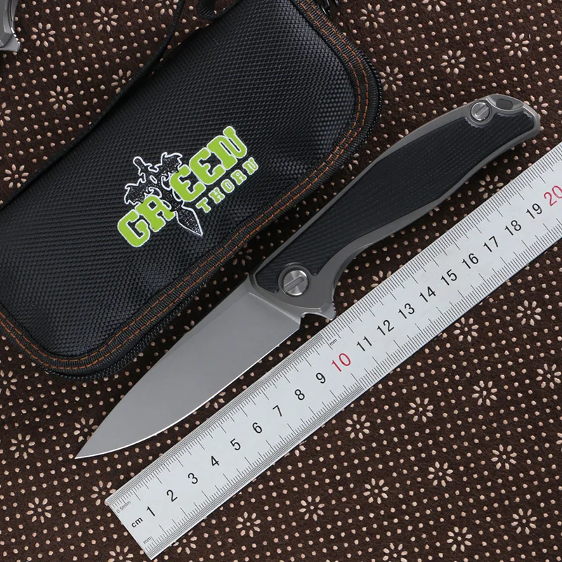 Сгъваем нож Green thorn F95 стомана D2, титанов сплав TC4 + дръжка G10, походный ловен нож, практичен инструмент за рязане на плодове