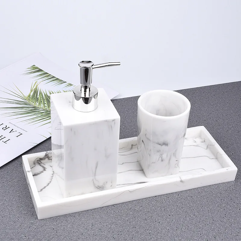 Скандинавски мрамор модел за баня 4 бр./компл. Комплект за Миене на Хотелската Баня От смола бутилка лосион За Вана чаша тава Аксесоари за Баня 1