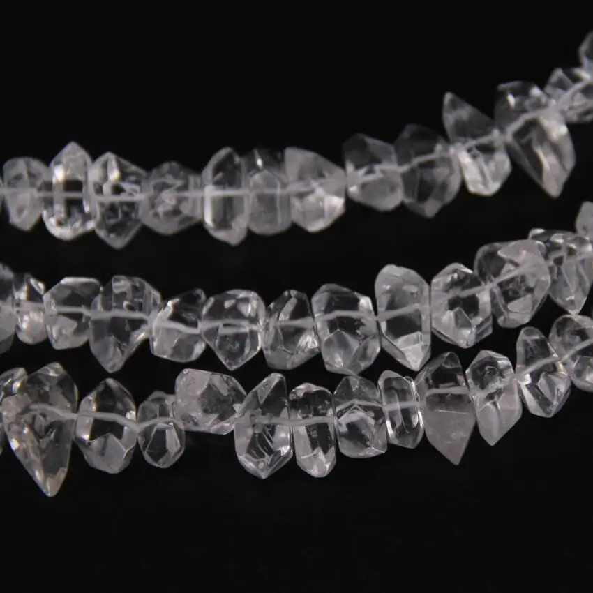 Полирани прозрачни бели кристални мъниста с остриями, пробити в центъра на разнообразни мъниста-пръчки, консумативи, необработени кристали естествен кварц За бижута 1