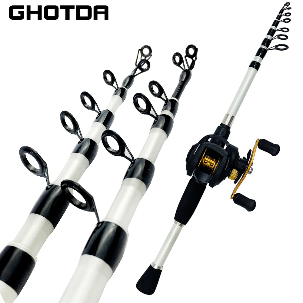 До прът GHOTDA Single Род / Set Strong Fishing Kit на Риболовния комплект за заброса /спиннинга и макара Разход на Преносим ultralight пътен 2