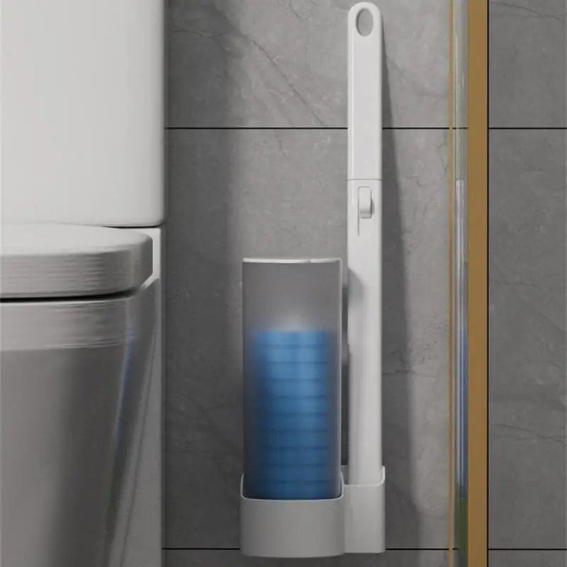 Еднократна ершик за тоалетна, монтиран на стената Почистване инструмент за баня, работа на смени корона четки, Аксесоари за тоалетна 2