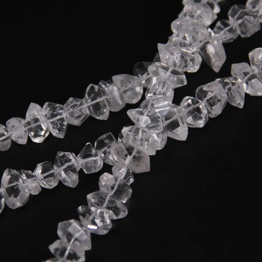Полирани прозрачни бели кристални мъниста с остриями, пробити в центъра на разнообразни мъниста-пръчки, консумативи, необработени кристали естествен кварц За бижута 2