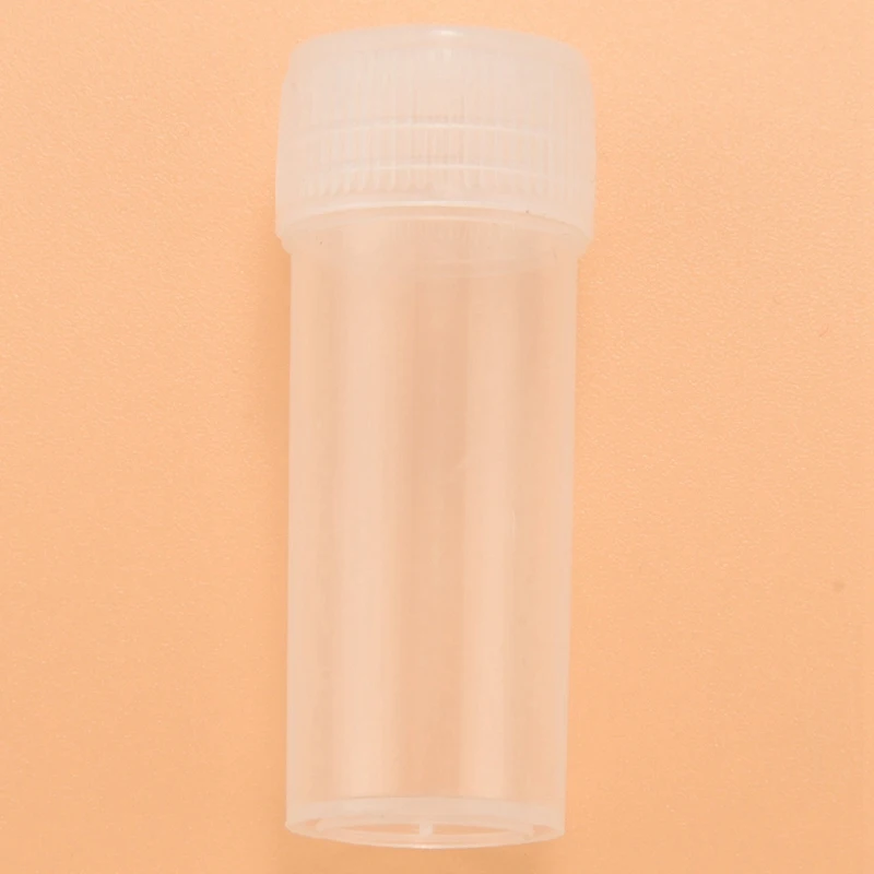 150X Пластмасова бутилка за проби, лабораторни пробирка с обем 5 ml, контейнер за съхранение на малък флакон + капак 2