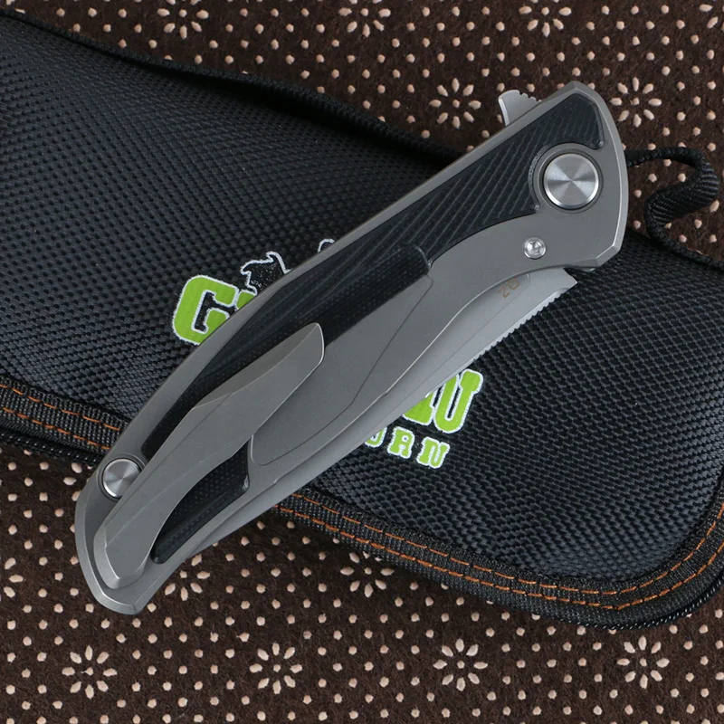 Сгъваем нож Green thorn F95 стомана D2, титанов сплав TC4 + дръжка G10, походный ловен нож, практичен инструмент за рязане на плодове 3