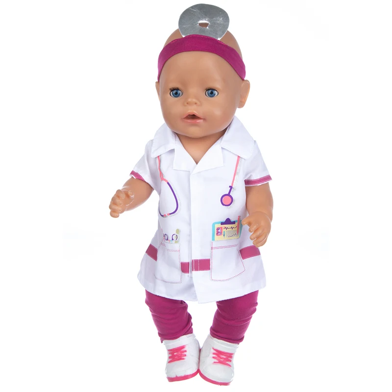 Висококачествено облекло за кукли в бял костюм, подходяща за кукли с размер 17 см 43 см, костюм Born Бебе за празничен подарък за рожден ден на дете 4
