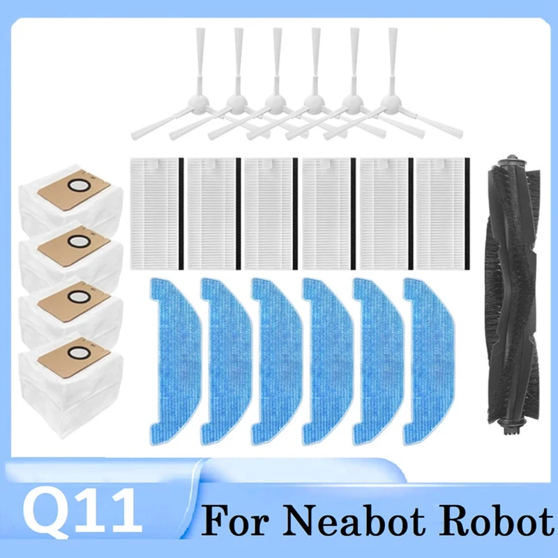 Комплект аксесоари за робота-прахосмукачка Neabot Q11, резервни части, Моющаяся основна странична четка, кърпа за парцал, HEPA-филтър, торба за прах 5