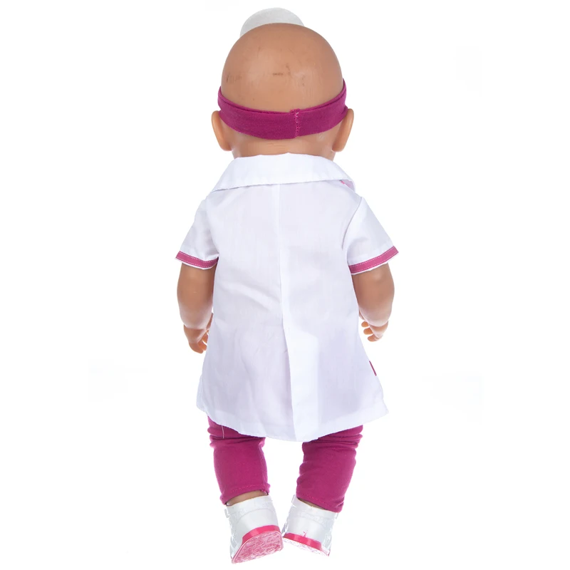 Висококачествено облекло за кукли в бял костюм, подходяща за кукли с размер 17 см 43 см, костюм Born Бебе за празничен подарък за рожден ден на дете 5