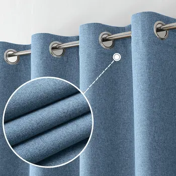 100% Напълно затъмнени пердета за спалня, обикновена, които намаляват звука на алуминиева дограма, щори, 5 цвята за избор. Завеси