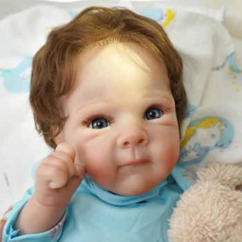 18-инчови реалистични кукли-реборны синеоки детски кукли ръчно изработени от мека тъкан за момчета, висококачествен коледен подарък Bebe Преродения 3