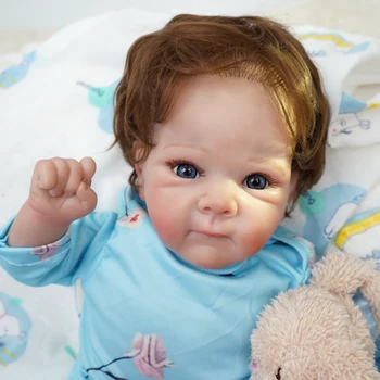 18-инчови реалистични кукли-реборны синеоки детски кукли ръчно изработени от мека тъкан за момчета, висококачествен коледен подарък Bebe Преродения 4