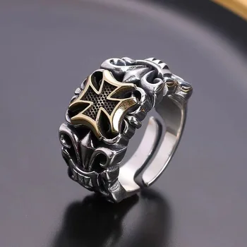 2023 Ретро Пънк стил, Тайское Сребърен пръстен с преминаването котва, мъжки индивидуалност, Хип-Хоп, мъжка мода, Отворен пръстен, Мъжки бижута, подарък