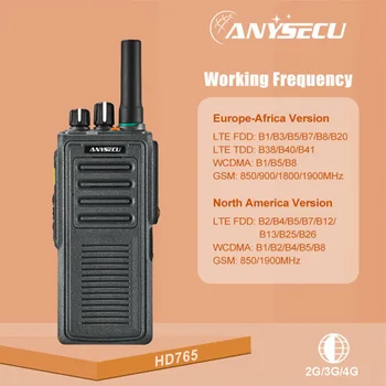 Anysecu HD765 4G LTE POC Радио Водоустойчива IP67 Преносима радиостанция Android 7,1 GPS Type-C и M6 Интерфейси 4000 ма с две SIM карти 1