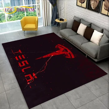 HD Tesla Car Logo Printing Carpet Килим за Дома Хол Спалня и Разтегателен Мат Декорация, детска Площадка Мат Нескользящий Мат Подарък