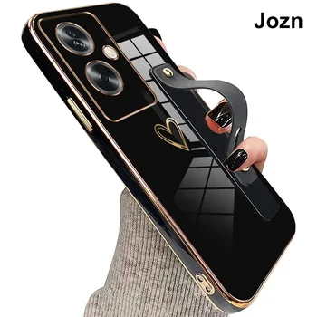 Jzon за Oppo A79 A2 5G Калъф за телефон във формата на сърце с каишка, задната част на кутията-поставка, устойчив на удари защитен калъф