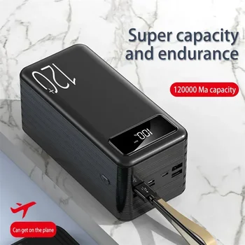 Power Bank 120000mAh Преносимо зарядно устройство за бързо зареждане PD Powerbank външна батерия за iPhone 14 13 12 Pro
