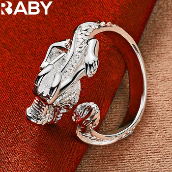 URBABY Пръстен с китайски дракон от сребро 925 проба за мъже и жени Модни Окачване Сватба, годеж, Бижута подарък за парти