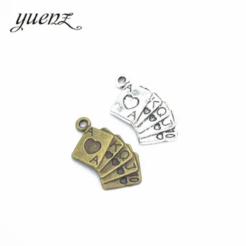 YuenZ 10шт Антикварни посребрени колиета от с сплав, Висулки, бижута, медальони за покер, Други ръчно изработени бижута 25 * 13 мм J227