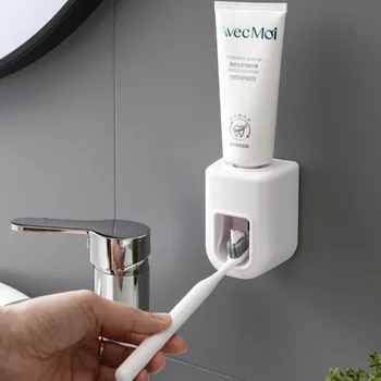 Автоматично опаковка на паста за зъби за баня, машина за изстискване на паста за зъби, Самоклеящийся Прахоустойчив притежателя на четка за зъби, аксесоари за баня
