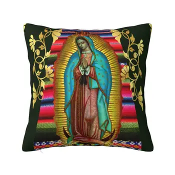 Богородица Гваделупская Дева Мария Калъфка Домашна Декоративна Сладък Исус Мексико Християнски Възглавници за Дивана Квадратна Калъфка за възглавница 0
