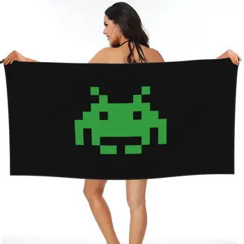Быстросохнущее кърпа Green Space Invaders за редовни посетители, голямо модно спортно кърпа без кърпичка 1