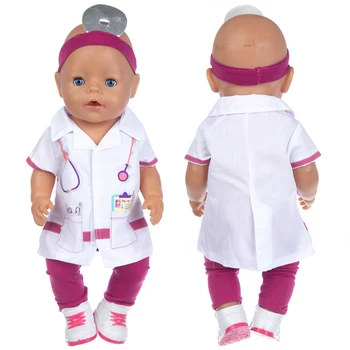 Висококачествено облекло за кукли в бял костюм, подходяща за кукли с размер 17 см 43 см, костюм Born Бебе за празничен подарък за рожден ден на дете 1