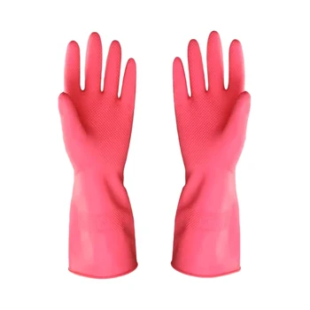 Водоустойчив износоустойчиви ръкавици за почистване на дома, за кухнята, латексови ръкавици за миене на съдове и кърпи, плюшени ръкавици за миене, 1 чифт