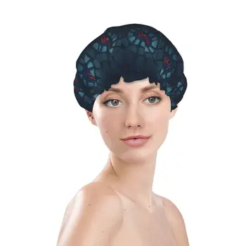 Дамски шапки за душ с паяжини, водоустойчив шапчица, за косата, за бани голям размер