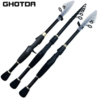 До прът GHOTDA Single Род / Set Strong Fishing Kit на Риболовния комплект за заброса /спиннинга и макара Разход на Преносим ultralight пътен 3