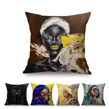 Елегантен Естетизъм добро, младо, черно Африканска Момиче, Абстрактна Живопис с маслени бои, Изкуството на украса на дома, Калъфка за дивана, Бельо Възглавница за кола
