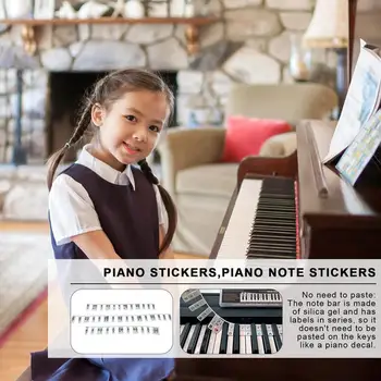 Етикети на клавиатурата на пиано, Подвижни силиконови стикери за бележки на клавиатурата на пиано, клавишите, без етикети, за налагане на маркери за бележки на клавиатурата на пиано 2