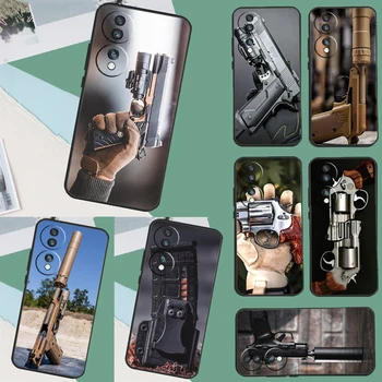 Калъф За телефон Handgun Gun Bullets за Честта 90 Magic 5 Lite 70 50 Honor X8 X6 X7 X9 a 9X 8X делото Magic Pro 5