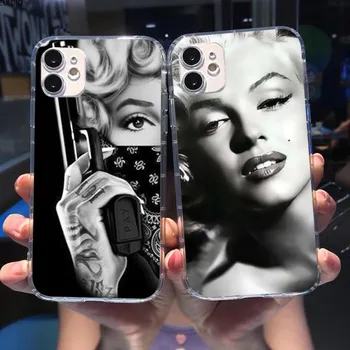 Калъф за телефон Marilyn Monroe Rebel за iPhone 14 13 12 11 XS X 8 7 6 Plus Mini Pro Max SE 2022 Прозрачен Капак на Телефона Funda