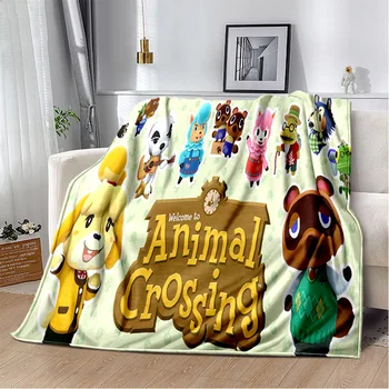 Мультяшное одеяло Animal Crossing New Horizons, мека постилка за дома, легла, мека мебел, офис за пикник, пътуване, покривки за бебето
