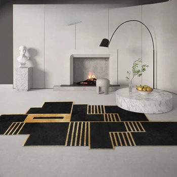 Нередовен килим с черната златна линия в стила на постмодерното/спалня и хол модел мека мебел магазин за дрехи