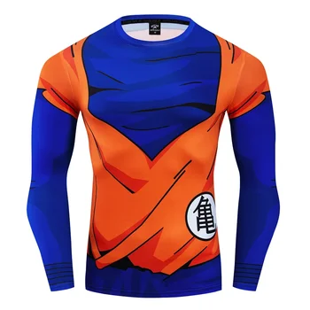 Нова мъжки дрехи за спорт и фитнес с 3D печат, модерна мъжка тениска с къс ръкав, облегающая Свободна бързосъхнеща риза Dragon Ball