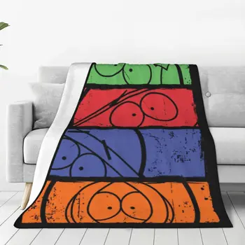 Одеяло с плакат South-Park Minimal Лица, фланелевый климатик, преносими супер топло покривка за дивана, спално бельо за пътуване, покривки