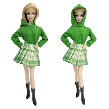 Официален комплект NK от 2 теми Noble Кукла екологично чисти цветове: топ + клетчатая къса пола За кукли Барби 1/6 Бутиков подарък за кукли Играчка
