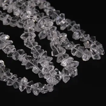 Полирани прозрачни бели кристални мъниста с остриями, пробити в центъра на разнообразни мъниста-пръчки, консумативи, необработени кристали естествен кварц За бижута 4
