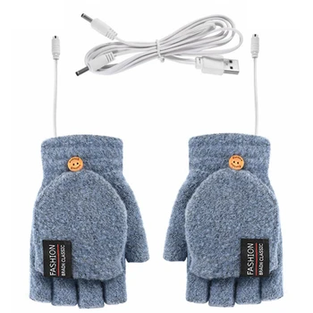 Полупальцевые Двустранни USB-Отопление Ръкавици За Устни, Вълнени Топли Ръкавици Без Пръсти, 5, Ски Ръкавици За Риболов С Подгряване, Зимни