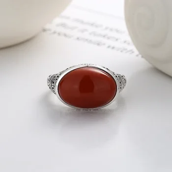 Пръстени от сребро 2024 S925 проба с изображение Сянъюнь Жуйи, инкрустированным пръстен от южния червен ахат 2